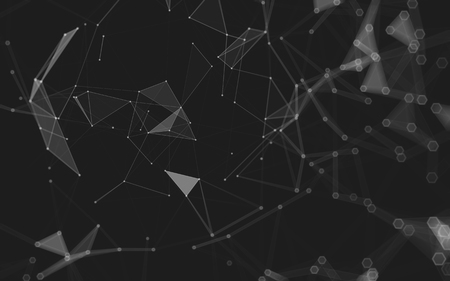 Abstract polygonal space low poly dark background with connecting dots and lines. Connection structure. 3d renderingの写真素材