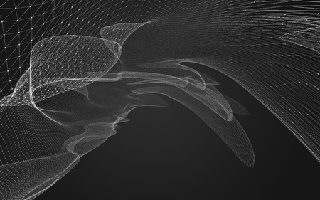 Abstract polygonal space low poly dark background with connecting dots and lines. Connection structure. 3d renderingの写真素材