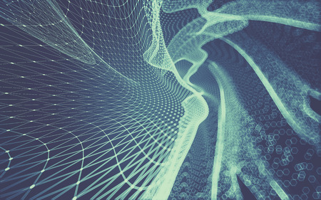 Abstract polygonal space low poly dark background with connecting dots and lines. Connection structure. 3d renderingの写真素材