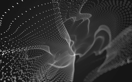 Abstract polygonal space low poly dark background with connecting dots and lines. Connection structure. 3d renderingの写真素材