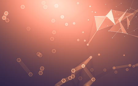 Abstract polygonal space low poly dark background with connecting dots and lines. Connection structure. 3d renderingの写真素材