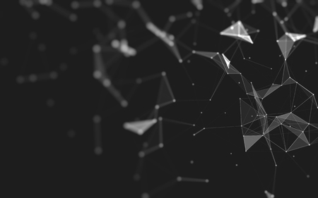 Abstract polygonal space low poly dark background with connecting dots and lines. Connection structure. 3d renderingの写真素材