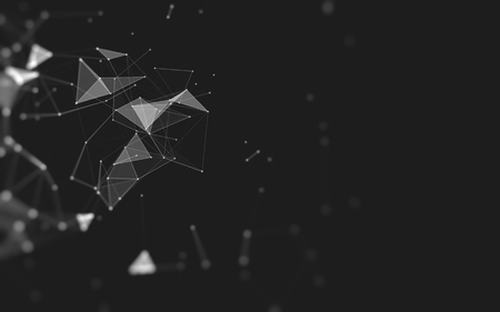 Abstract polygonal space low poly dark background with connecting dots and lines. Connection structure. 3d renderingの写真素材