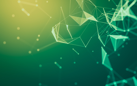 Abstract polygonal space low poly dark background with connecting dots and lines. Connection structure. 3d renderingの写真素材