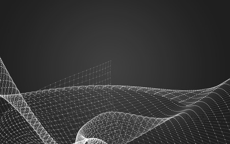 Abstract polygonal space low poly dark background with connecting dots and lines. Connection structure. 3d renderingの写真素材