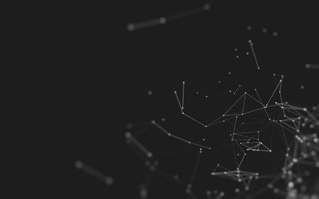 Abstract polygonal space low poly dark background with connecting dots and lines. Connection structure. 3d renderingの写真素材
