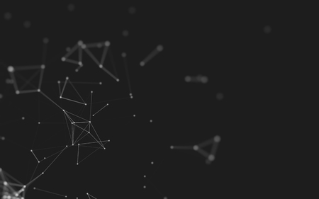 Abstract polygonal space low poly dark background with connecting dots and lines. Connection structure. 3d renderingの写真素材