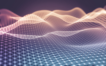 Abstract polygonal space low poly dark background with connecting dots and lines. Connection...