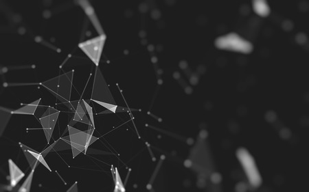 Abstract polygonal space low poly dark background with connecting dots and lines. Connection structure. 3d renderingの写真素材