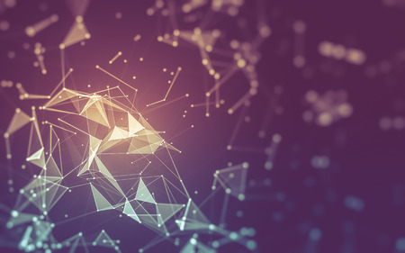 Abstract polygonal space low poly dark background with connecting dots and lines. Connection...