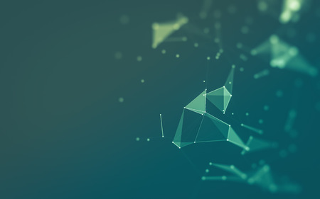 Abstract polygonal space low poly dark background with connecting dots and lines. Connection...