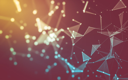 Abstract polygonal space low poly dark background with connecting dots and lines. Connection...