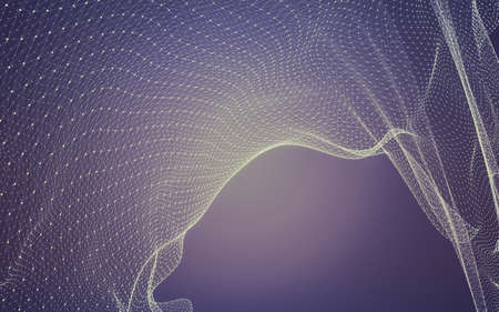 Abstract polygonal space low poly dark background with connecting dots and lines. Connection...