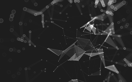 Abstract polygonal space low poly dark background with connecting dots and lines. Connection structure. 3d renderingの写真素材