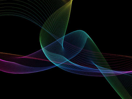 Dark abstract background with a glowing abstract waves, abstract background