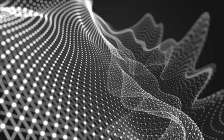 Abstract polygonal space low poly dark background with connecting dots and lines. Connection structure. 3d renderingの写真素材