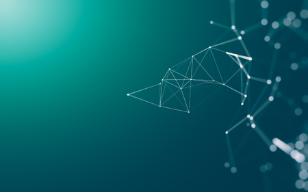 Abstract polygonal space low poly dark background with connecting dots and lines. Connection structure. 3d renderingの写真素材