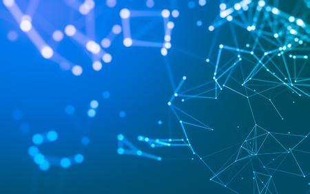 Abstract polygonal space low poly dark background with connecting dots and lines. Connection structure. 3d renderingの写真素材