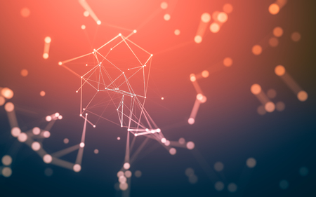 Abstract polygonal space low poly dark background with connecting dots and lines. Connection structure. 3d renderingの写真素材