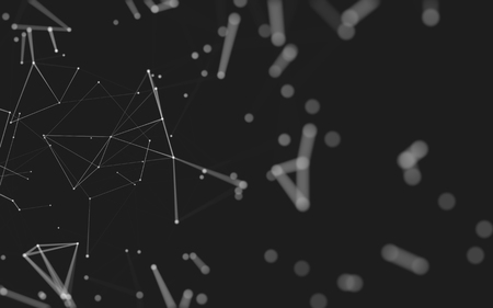 Abstract polygonal space low poly dark background with connecting dots and lines. Connection structure. 3d renderingの写真素材