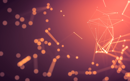 Abstract polygonal space low poly dark background with connecting dots and lines. Connection structure. 3d renderingの写真素材