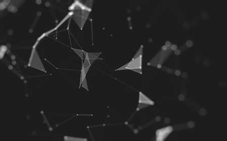 Abstract polygonal space low poly dark background with connecting dots and lines. Connection structure. 3d renderingの写真素材