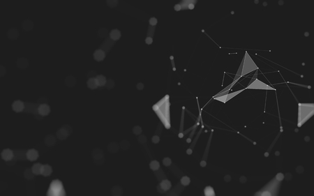 Abstract polygonal space low poly dark background with connecting dots and lines. Connection structure. 3d renderingの写真素材