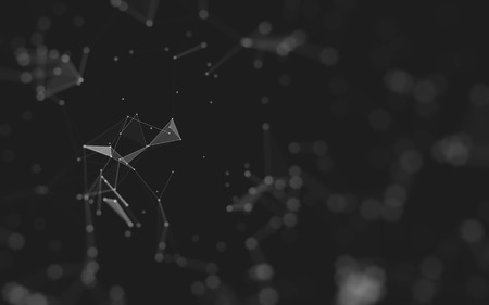 Abstract polygonal space low poly dark background with connecting dots and lines. Connection structure. 3d renderingの写真素材