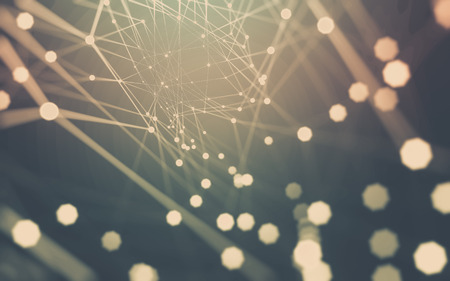 Abstract polygonal space low poly dark background with connecting dots and lines. Connection structure. 3d renderingの写真素材