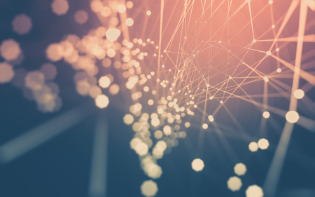 Abstract polygonal space low poly dark background with connecting dots and lines. Connection structure. 3d renderingの写真素材