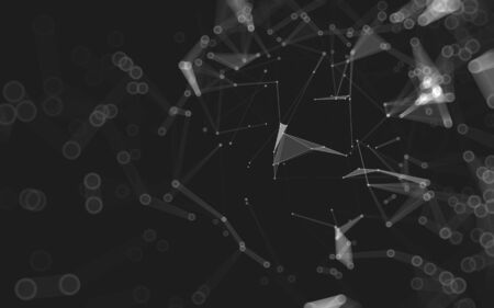 Abstract polygonal space low poly dark background with connecting dots and lines. Connection structure. 3d renderingの写真素材