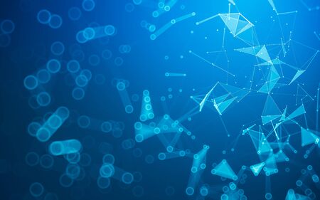 Abstract polygonal space low poly dark background with connecting dots and lines. Connection...