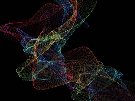 Dark abstract background with a glowing abstract waves, abstract background