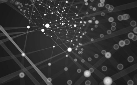 Abstract polygonal space low poly dark background with connecting dots and lines. Connection...