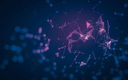 Abstract polygonal space low poly dark background with connecting dots and lines. Connection structure. 3d renderingの写真素材