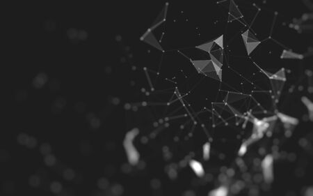 Abstract polygonal space low poly dark background with connecting dots and lines. Connection structure. 3d renderingの写真素材