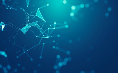 Abstract background. Molecules technology with polygonal shapes, connecting dots and lines. Connection structure. Big data visualization.の写真素材