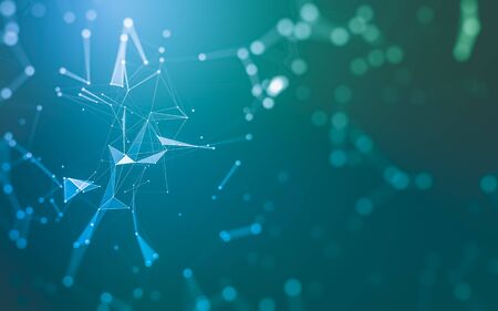 Abstract background. Molecules technology with polygonal shapes, connecting dots and lines. Connection structure. Big data visualization.の写真素材
