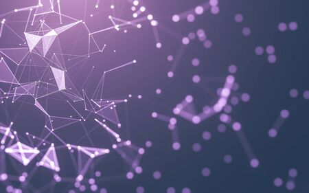 Abstract background. Molecules technology with polygonal shapes, connecting dots and lines. Connection structure. Big data visualization.の写真素材