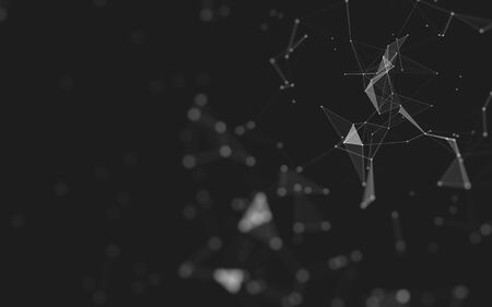 Abstract background. Molecules technology with polygonal shapes, connecting dots and lines. Connection structure. Big data visualization.の写真素材