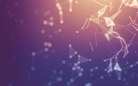 Abstract background. Molecules technology with polygonal shapes, connecting dots and lines. Connection structure. Big data visualization.の写真素材