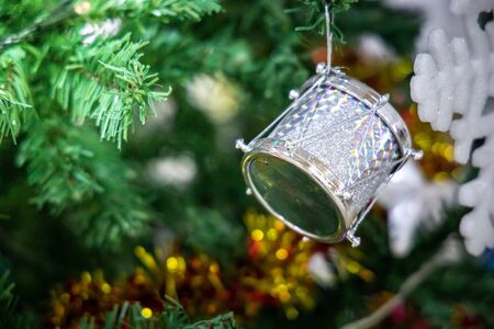 Close-up of a Christmas tree decorated. Holiday Christmas and new year wallpaper.の写真素材