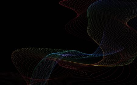 Dark abstract background with a glowing abstract waves, abstract background