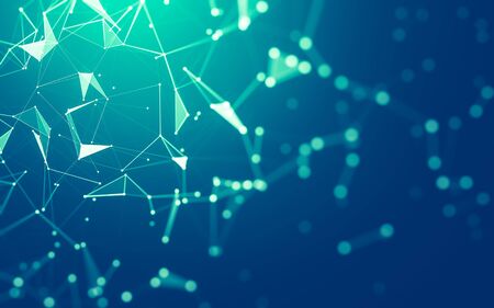 Abstract background. Molecules technology with polygonal shapes, connecting dots and lines. Connection structure. Big data visualization.の写真素材
