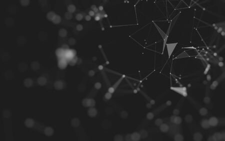 Abstract background. Molecules technology with polygonal shapes, connecting dots and lines. Connection structure. Big data visualization.の写真素材