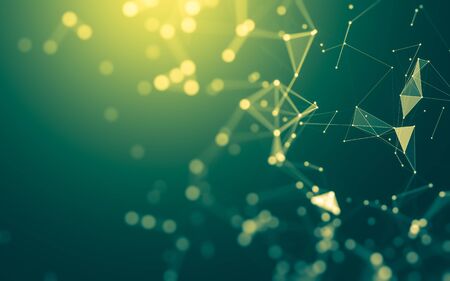 Abstract background. Molecules technology with polygonal shapes, connecting dots and lines. Connection structure. Big data visualization.の写真素材