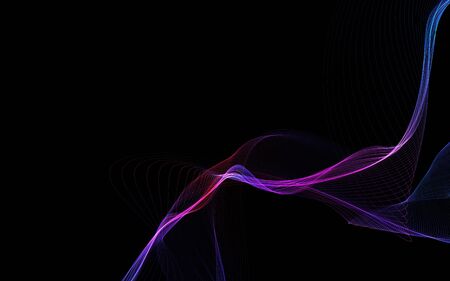 Dark abstract background with a glowing abstract waves, abstract background