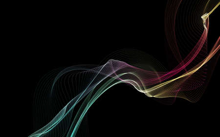 Dark abstract background with a glowing abstract waves, abstract background