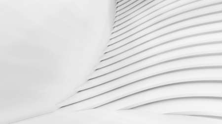 Abstract Curved Shapes. White Circular Background. Abstract background. 3d illustrationの写真素材
