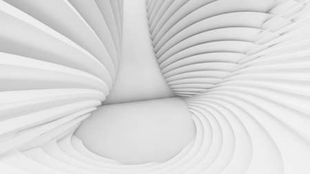 Abstract Curved Shapes. White Circular Background. Abstract background. 3d illustrationの写真素材